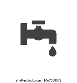 Faucet with water drop vector icon. filled flat sign for mobile concept and web design. Tap water stopcock simple solid icon. Symbol, logo illustration. Pixel perfect vector graphics