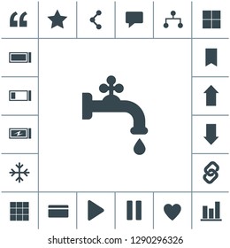 Faucet with water drop vector icon. Vector tap symbol. Dripping tap icon.