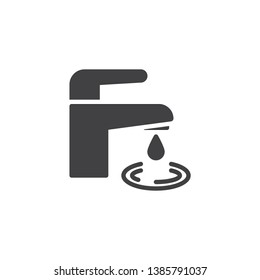 Faucet with water drop vector icon. filled flat sign for mobile concept and web design. Water tap with drop glyph icon. Save the water symbol, logo illustration. Pixel perfect vector graphics