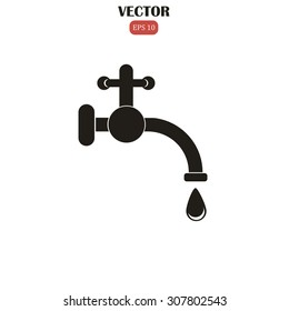 Faucet with water drop vector icon. Vector tap symbol. Dripping tap icon.