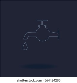 Faucet with water drop vector icon. Vector tap symbol. Dripping tap icon.