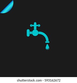 Faucet with water drop vector icon. Vector tap symbol. Dripping tap icon.