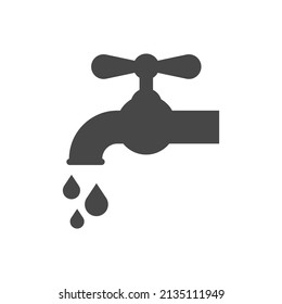 Faucet with water drops black vector icon. Tab simple filled symbol.