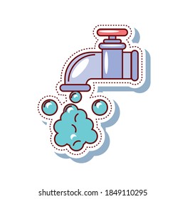 faucet and water drops clean vector illustration sticker icon