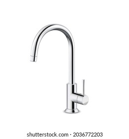 Faucet With Water Filtration System Tool Vector. Metallic Kitchen Faucet With Filter For Disinfection And Cleaning Natural Drink. Domestic Tap With Drinking Liquid Template Realistic 3d Illustration