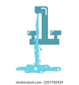Faucet with water flowing out of it. Nature Conservation, Clean Water, Resource Saving
