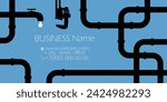 Faucet and water pipes business card plumbing concept