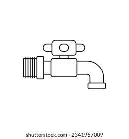 Faucet. Water tap icon line style isolated on white background. Vector illustration
