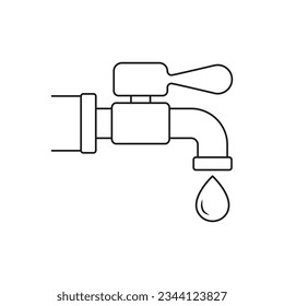 Faucet. Water tap icon line style isolated on white background. Vector illustration