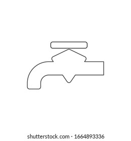 Faucet or water tap icon in vector format. Water faucets in black colour with white background. Water faucet symbol in simple form. Flat illustration of water faucet vector icon.