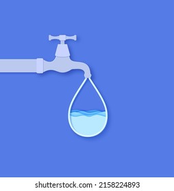 Faucet Which Water Drop Flows Paper Stock Vector (Royalty Free ...