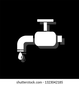 Faucet. White flat simple icon with shadow