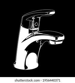 faucet white on black background