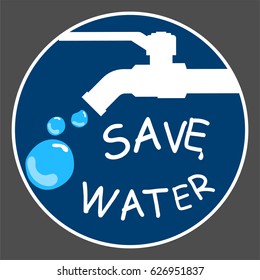 Faucets saving water concept logo circle flat vector