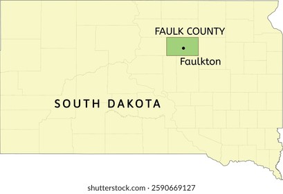 Faulk County and city of Faulkton location on South Dakota state map