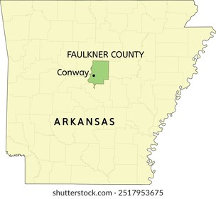 Faulkner County and city of Conway location on Arkansas state map