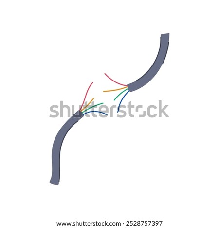fault broken cable cartoon. outage disruption, maintenance troubleshooting, diagnostics continuity fault broken cable sign. isolated symbol vector illustration