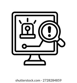 Ilustração vetorial de linha de ícone de detecção de falhas