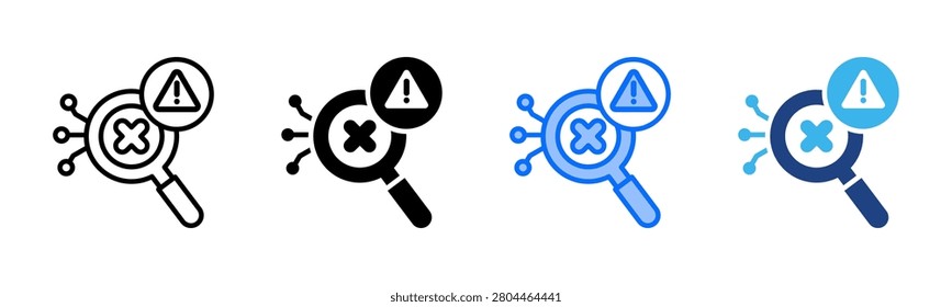 Fault Detection icon set multiple style collection