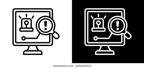 Ícone De Detecção De Falhas Na Ilustração Do Vetor Do Conjunto De Coleções De Estilo De Linha Branca E Preta