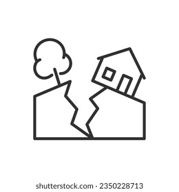 Fault, earthquake, linear icon. Line with editable stroke