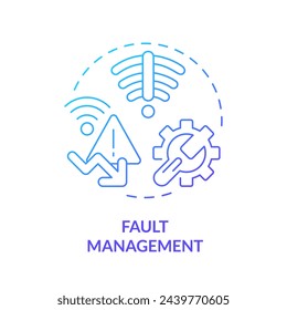 Fault management blue gradient concept icon. Log analyzing, vulnerability assessment. Server administration maintenance. Round shape line illustration. Abstract idea. Graphic design. Easy to use