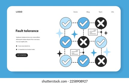 Fault tolerance as an artificial neural network benefit. Self-learning computing system for data processing. Deep machine learning modern technology. Flat vector illustration