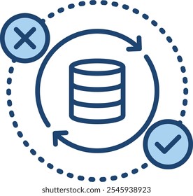 Ícone de tolerância a falhas - Sistema redundante com uma seta de backup. Estilo de contorno do Vetor Preto