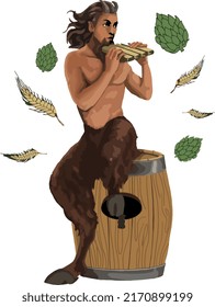 faun hops wheat beer barrel vector