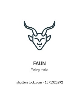 Faun outline vector icon. Thin line black faun icon, flat vector simple element illustration from editable fairy tale concept isolated on white background