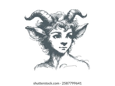 Faun Satyr hand drawn sketch vector