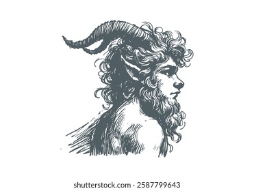 Faun Satyr hand drawn sketch vector