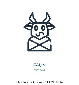 faun thin line icon. mythological, myth linear icons from fairy tale concept isolated outline sign. Vector illustration symbol element for web design and apps.