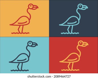 Fauna Flamingo Logo Template, Simple Flat Icon of flamingo,fauna,animal