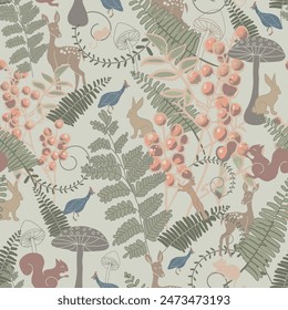 Fauna and Floral ,seamless pattern ,prints background