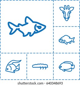 Fauna icon. set of 6 fauna outline icons such as giraffe, fish