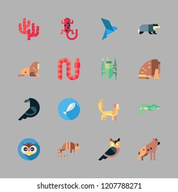 fauna icon set. vector set about snake, walrus, owl and beetle icons set.