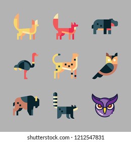 fauna icon set. vector set about ostrich, fox, fennec and cheetah icons set.