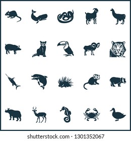 Fauna icons set with goat, duck, impala and other rhinoceros elements. Isolated vector illustration fauna icons.