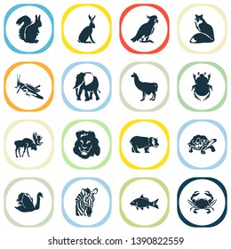 Fauna icons set with zebra, squirrel, hare and other coyote elements. Isolated vector illustration fauna icons.