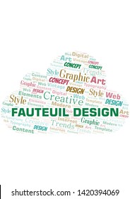 Fauteuil Design word cloud. Wordcloud made with text only.