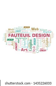 Fauteuil Design word cloud. Wordcloud made with text only.