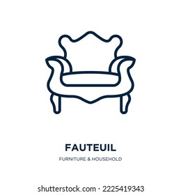 fauteuil icon from furniture  household collection. Thin linear fauteuil, chair, office outline icon isolated on white background. Line vector fauteuil sign, symbol for web and mobile