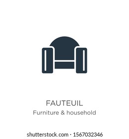 Fauteuil icon vector. Trendy flat fauteuil icon from furniture and household collection isolated on white background. Vector illustration can be used for web and mobile graphic design, logo, eps10