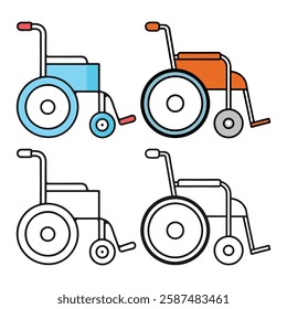 fauteuil roulant vector illustration set