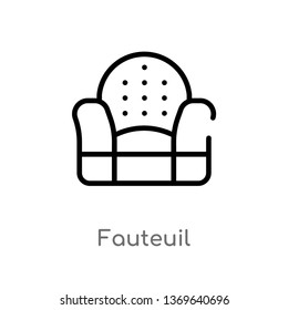 fauteuil vector line icon. Simple element illustration. fauteuil outline icon from furniture and household concept. Can be used for web and mobile