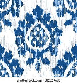 Faux batik damask pattern seamless vector background tile