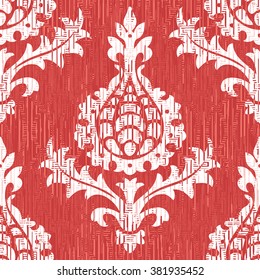 Faux batik European damask pattern seamless vector background tile