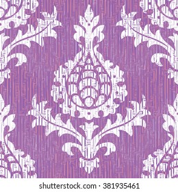 Faux batik European damask pattern seamless vector background tile