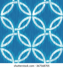 Faux dye overlapping circle weave pattern seamless vector background tile
